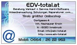 EDV-total.at Neuhauser ErwinOki,Epson,Canon,Drucker,Laserdrucker,Tintenstrahldrucker,Toner,Tinte,allinone,Scanner,Kopierer,Farbl