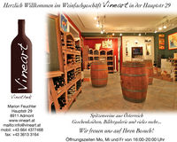 Vinothek Vineart, Admont, Weinspezialitäten, Geschenksideen, Nationalpark Gesäuse, Weine, Sekte, Spirituosen.