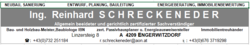 Baumeister, Zimmermeister, Immobilientreuhänder Ing. R. Schreckeneder