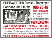 Glaserei Wien, Glaser, Wien, 1140, Glasnotdienst,  Spiegel, Küchenrückwände, Glasduschen, rahmenlose Balkon- und Terrassenvergla