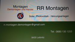 Firma RR Montagen - Verkauf
Heizungsanlagen - Solar - Photovoltaik - Entkalkungsanlagen