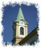 Turm der Pfarrkirche Maria Loretto, Jedlesee, Wien Floridsdorf