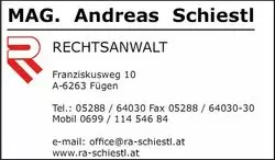 Rechtsanwalt Mag. Andreas Schiestl Ihre kompetente Rechtsanwaltskanzlei Rechtsberatung in Fügen Zillertal Tirol