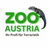 Zoo Austria 
Ihr Profi für Terraristik 
auf dem Schriftzug Zoo sitzt ein Buschkrokodil